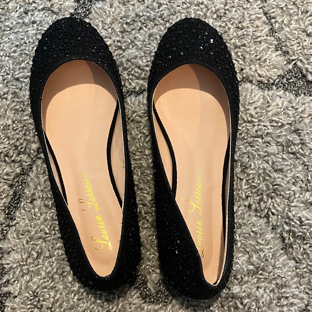 Lauren Lorraine Sparkling Black Flats